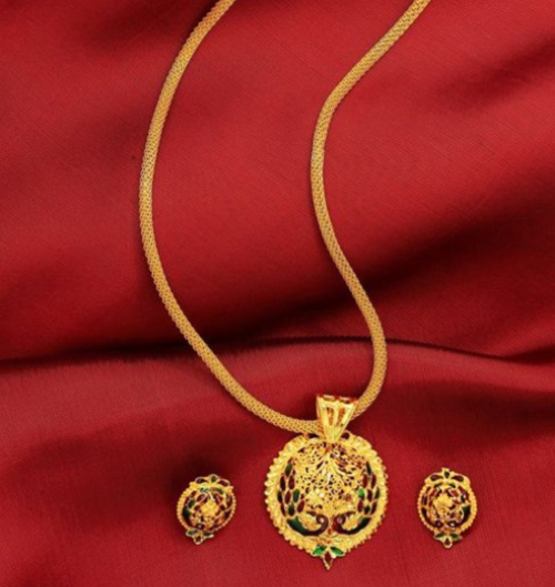 11. Circular Peacock Gold Pendant